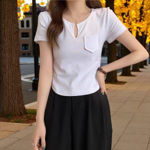 women's round neck short sleeve top